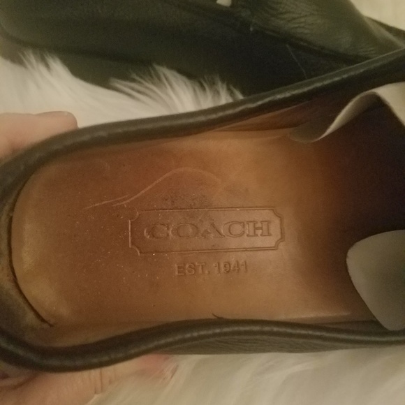 COACH Men's Black Leather Loafers Sz 9 D - Picture 2 of 3